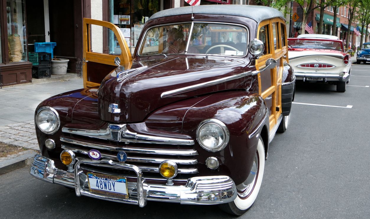 1948 Ford Woodie station wagon, the last of the all-wood bodied wagons 