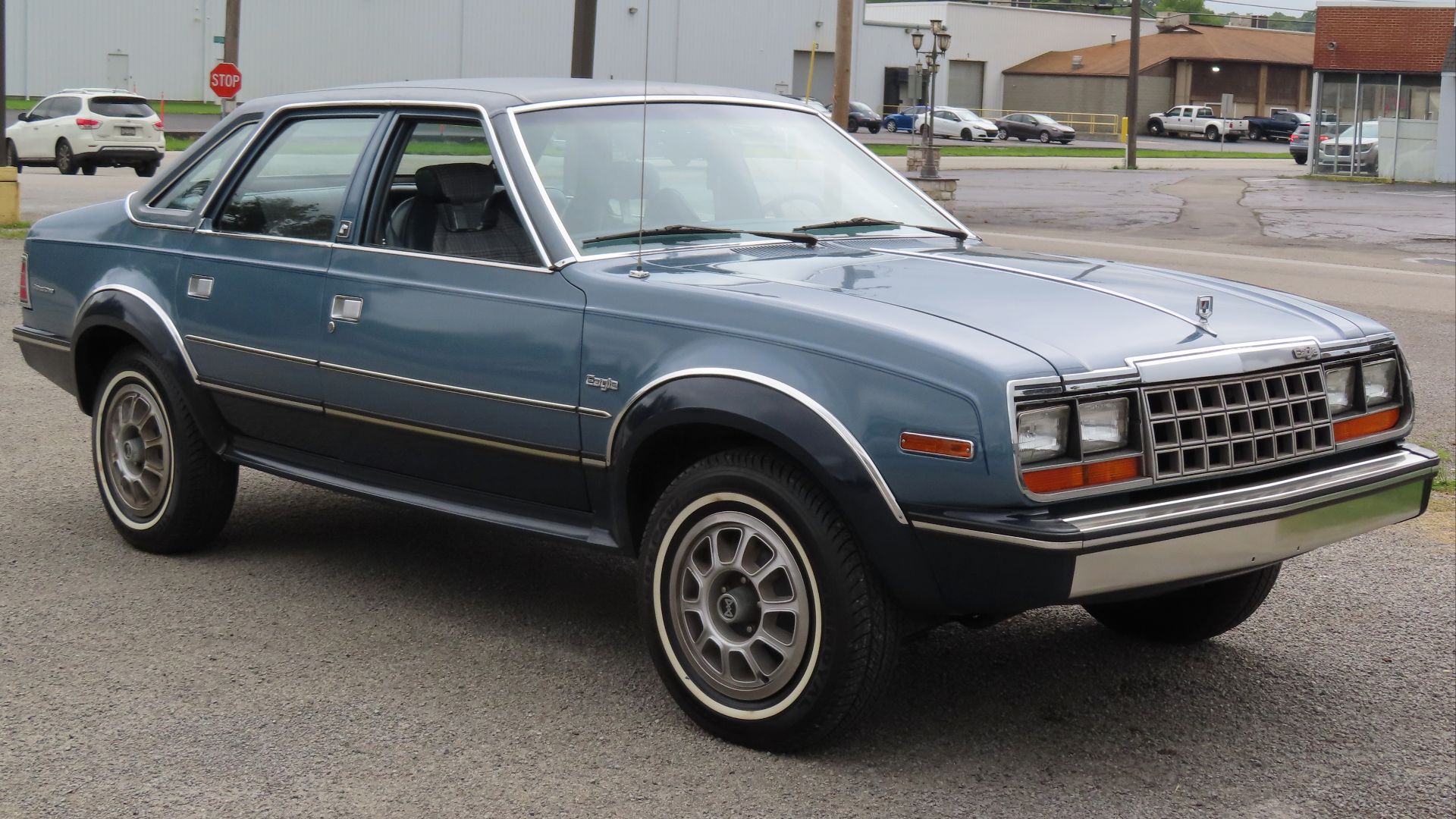 Slate Blue Metallic 1983 AMC Eagle sedan photographed in New Castle, Pennsylvania.