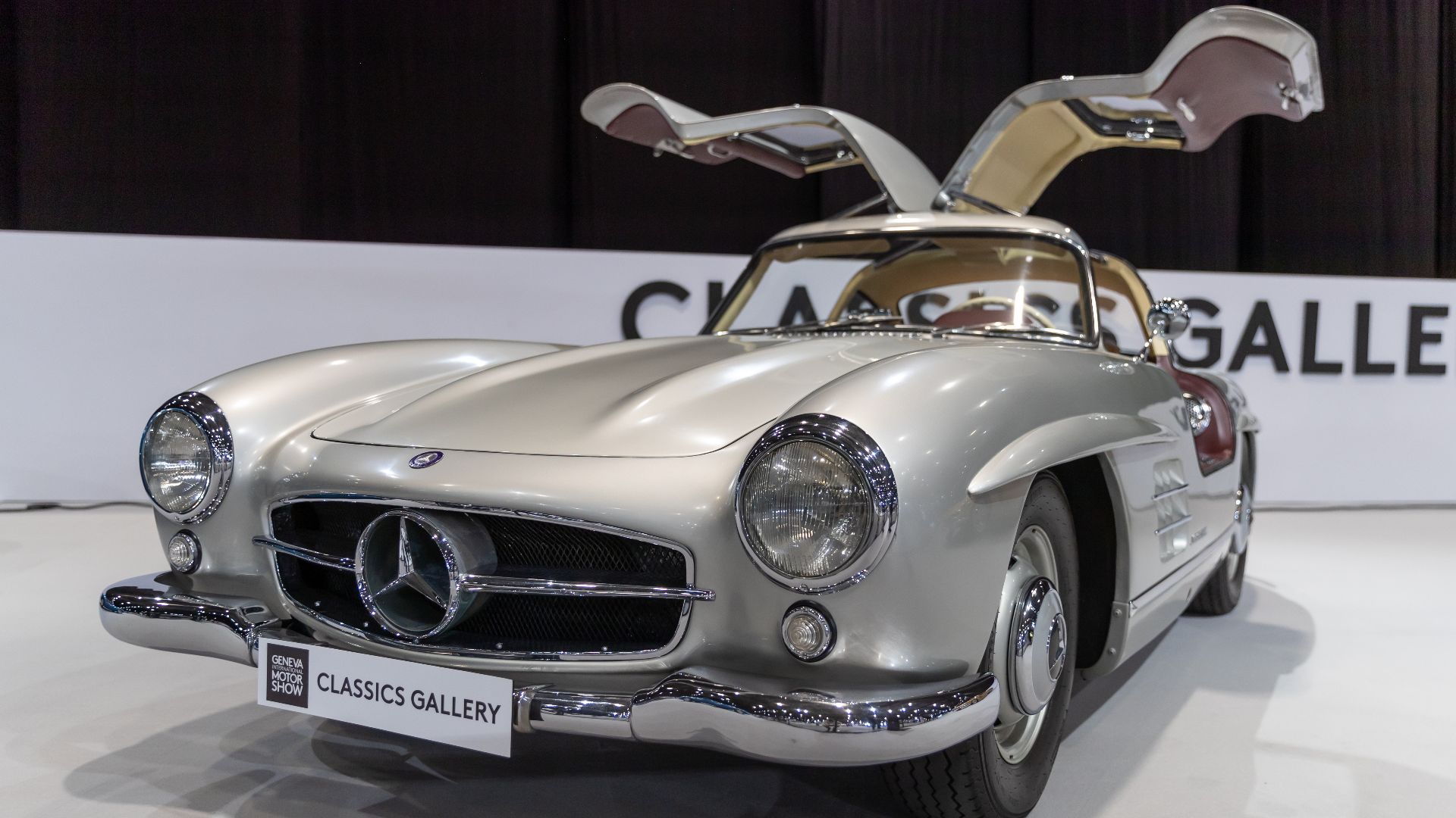 1955 Mercedes-Benz 300 SL Gullwing at the Classics Gallery special exhibiton during Geneva International Motor Show 2024
