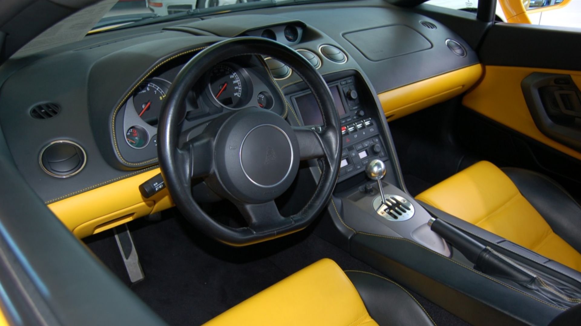 Interior shot of a Lamborghini Gallardo at Auto Salon Singen, Germany.Lamborghini Gallardo interior