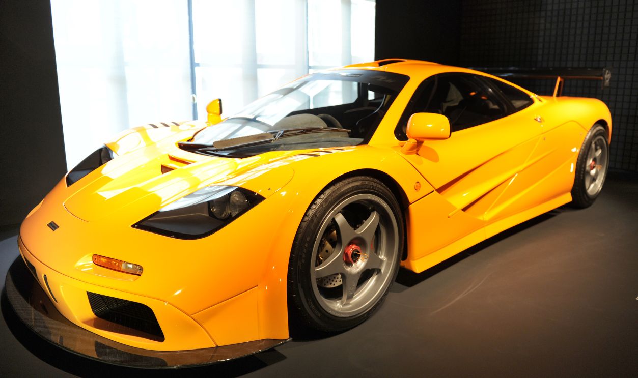A McLaren F1 LM of 1996 is shown on April 27, 2011 at the Musee des Arts Decoratifs museum in Paris, during the "L'art de l'Automobile" exhibition, the first ever auto show presented in Europe of American fashion designer Ralph Lauren's private collection of historical sports cars from the 1930's to nowadays. Seventeen legendary sports cars will be on display for four months from April 28. AFP PHOTO MEHDI FEDOUACH