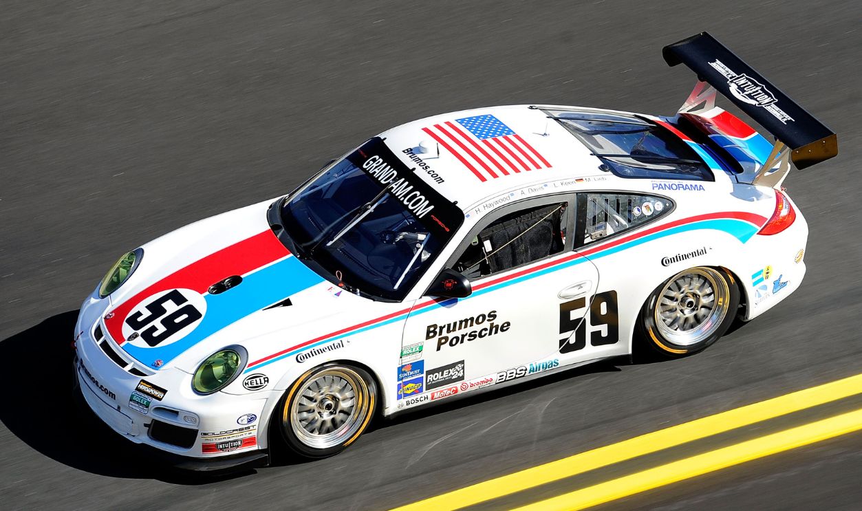 Getty Images - 108474760 - The #59 Brumos.Com Porsche GT# Cup driven by Hurley Haywood, Andrew Davis, Leh Keen, Marc Lieb drives during practice for the Rolex 24 at Daytona International Speedway on January 28, 2011 in Daytona Beach, Florida.