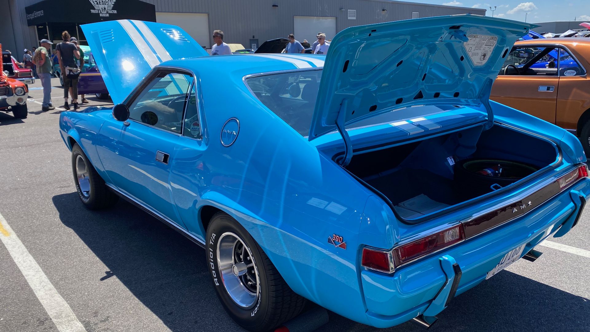 1969 AMX, a two-seat GT sport coupe made by American Motors Corporation (AMC). This muscle car is driven and has over 166,000 miles on the odometer because trailers are for boats! It has the 390