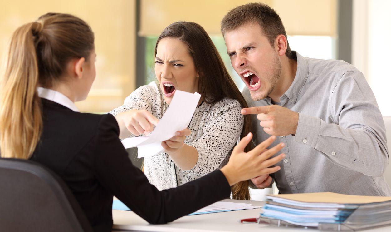 couple shouting office