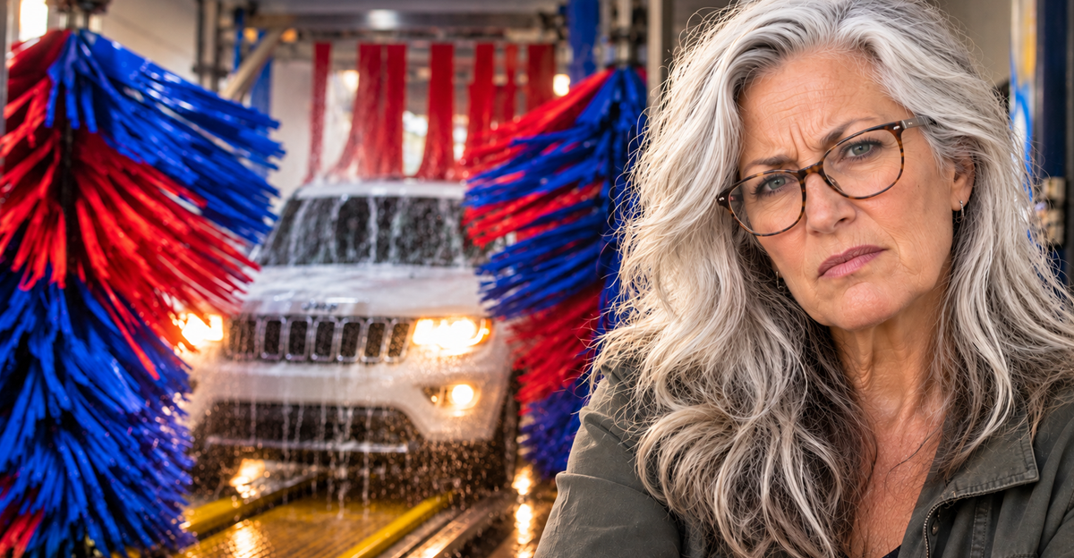 AI-generated image of a woman at a car wash