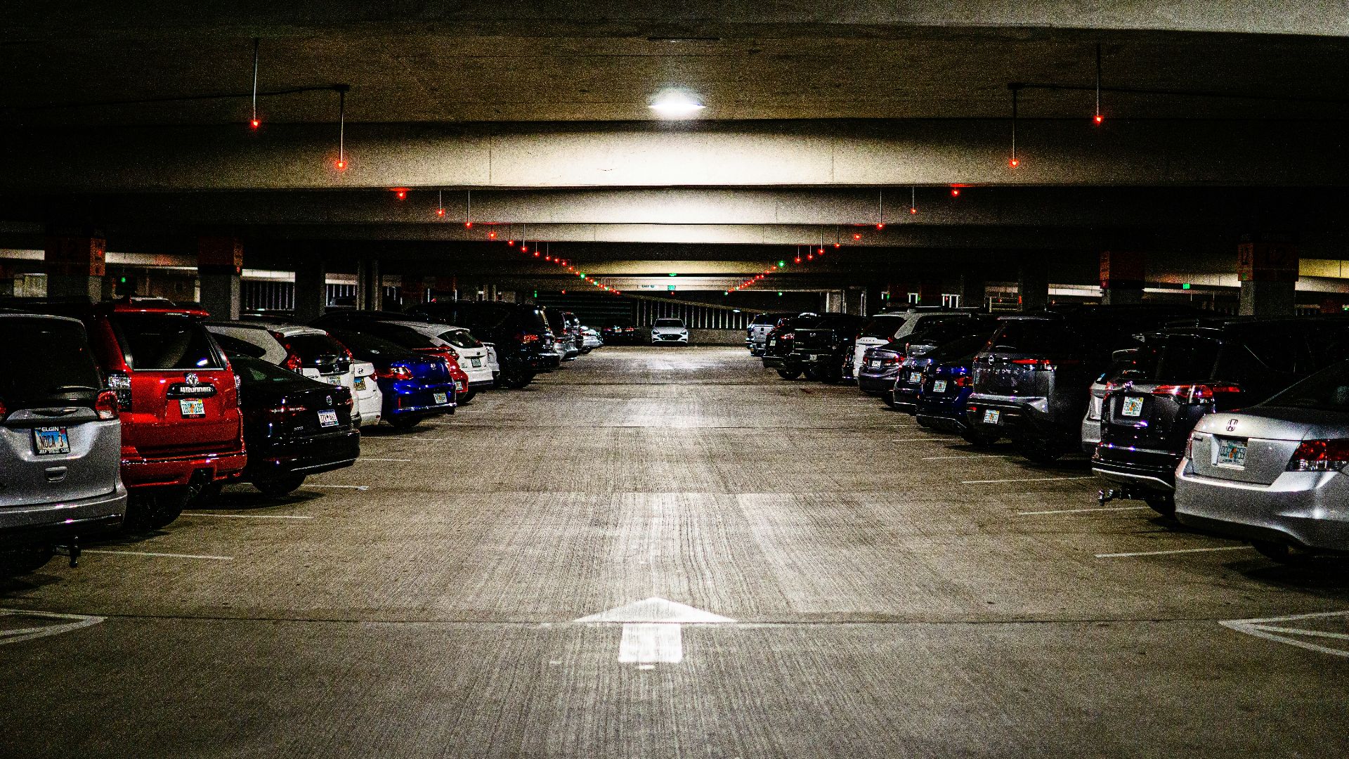 a parking lot full of cars