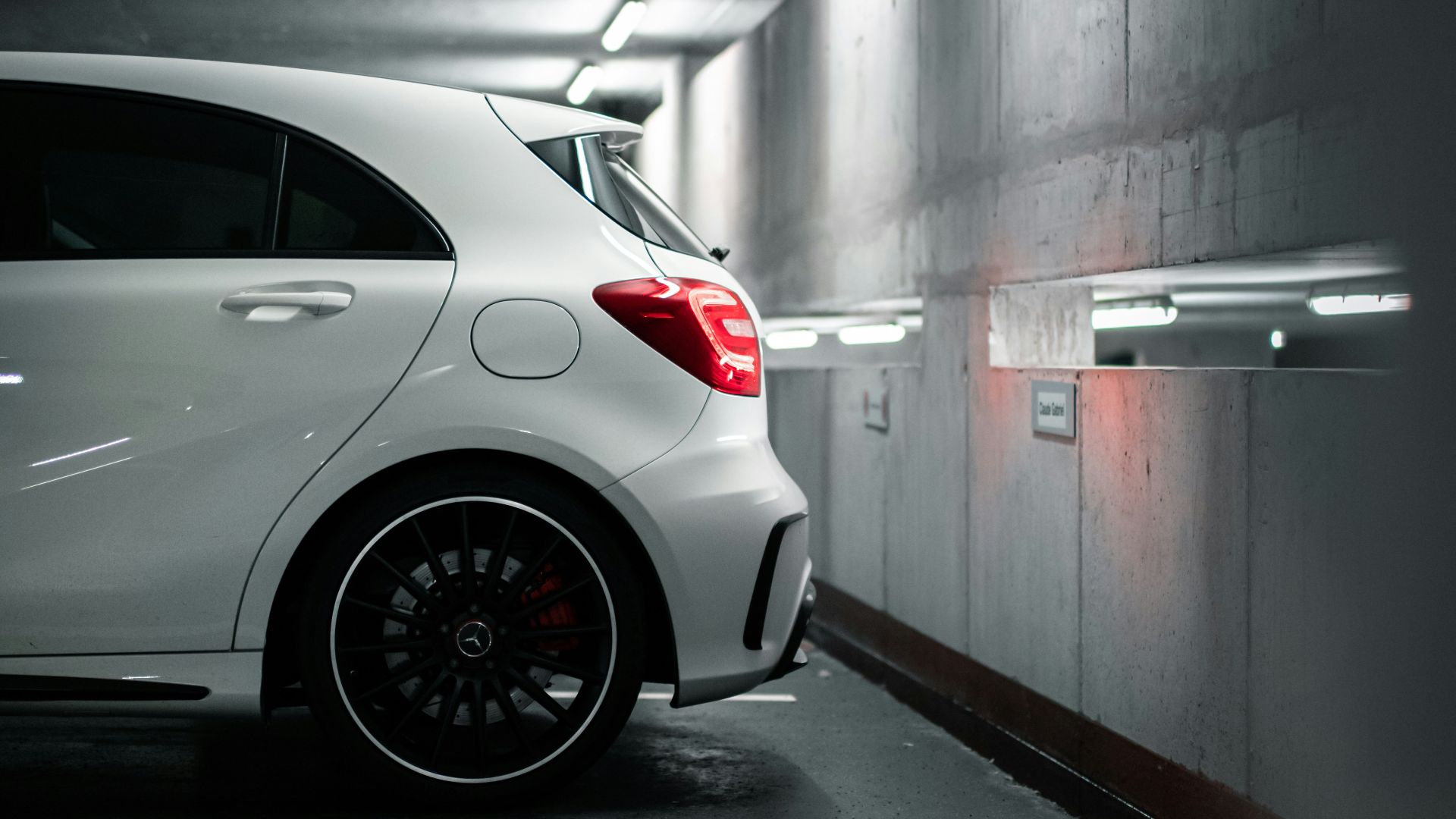 white car in a tunnel