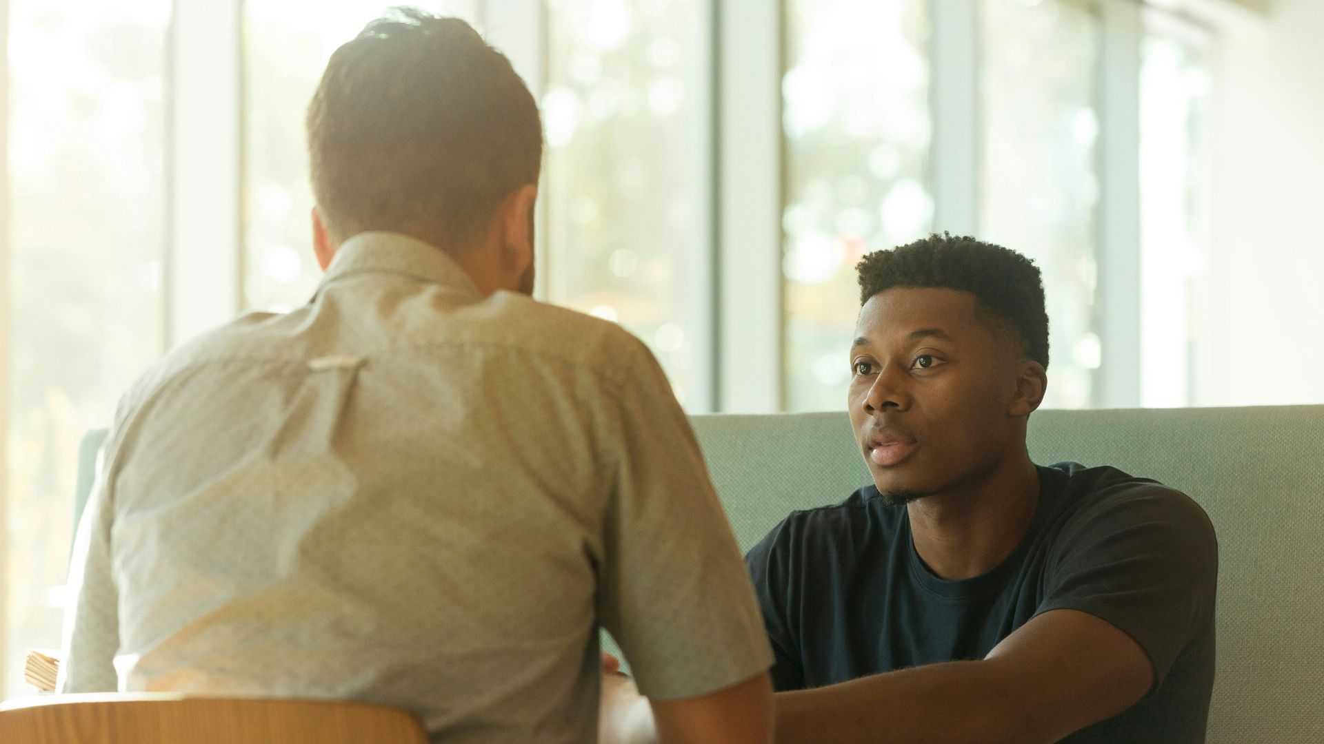 two men talking