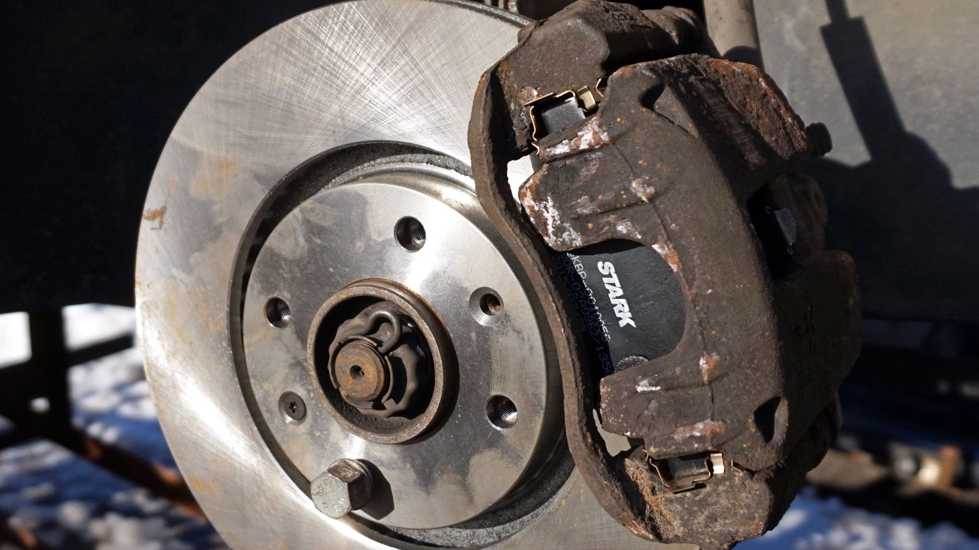 Brake pad of an automobile.