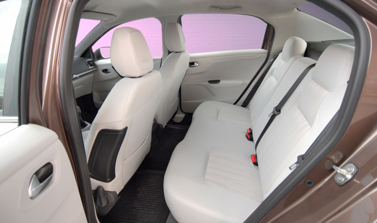 white rear seats in the passenger car