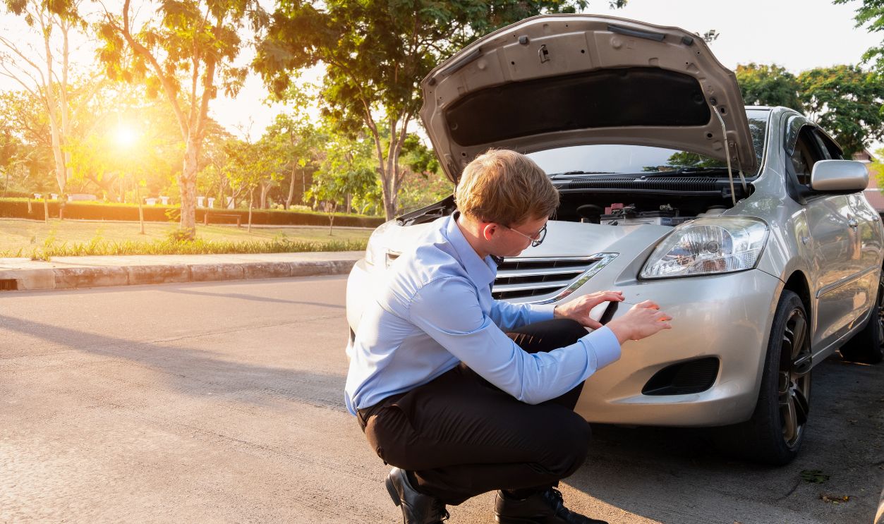 Insurance agent use phone take a photo car after accident, Insurance concept