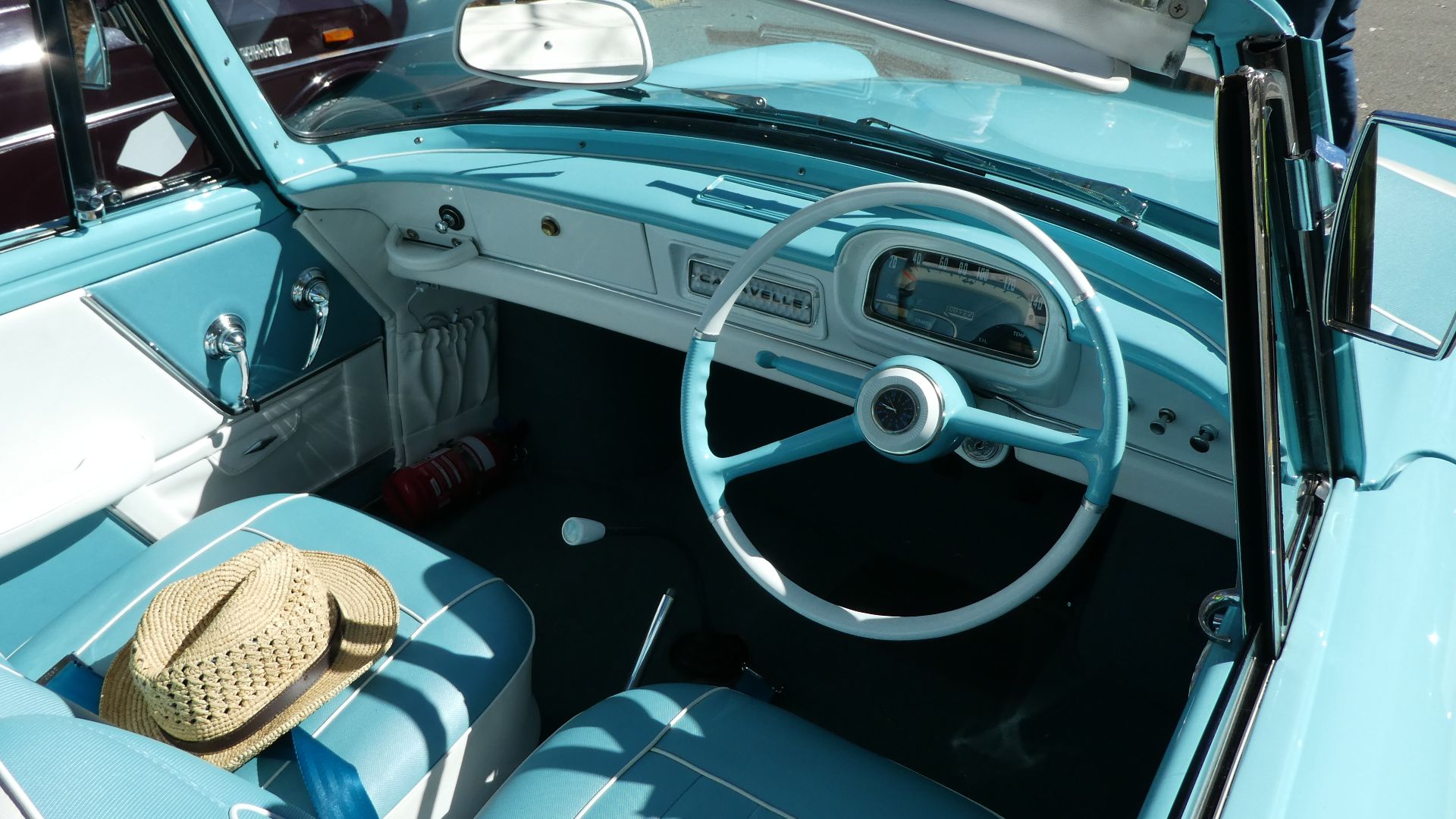 The dashboard of a 1964 Renault Caravelle.