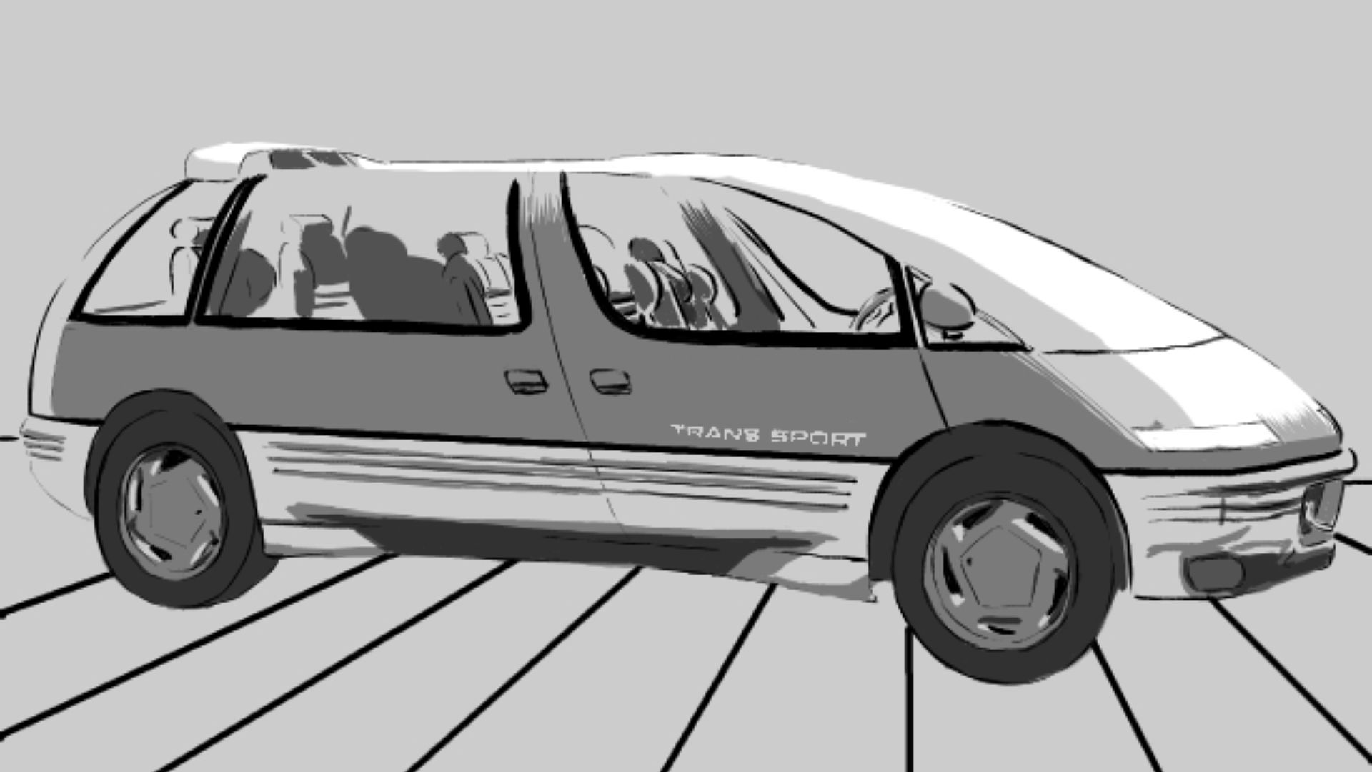Artwork based at photos of concept car, Pontiac Trans Sport 1986