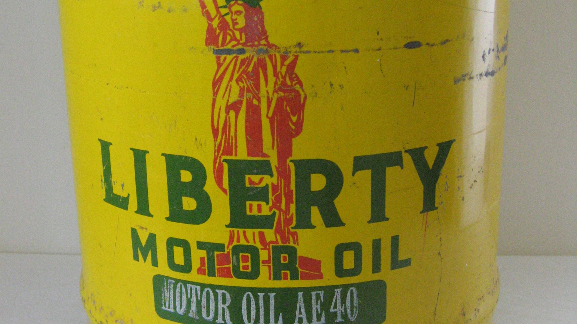 LIBERTY MOTOR OIL CAN, 4 gallon (20 litre), vintage circa 1931, which contained ‘Motor Oil AE40. Liberty guaranteed first grade lubricant’. 
The proprietor of Liberty Oils was McGLEW & CO. LIMITED, 15 Waymouth Street, Adelaide, South Australia. The can ma