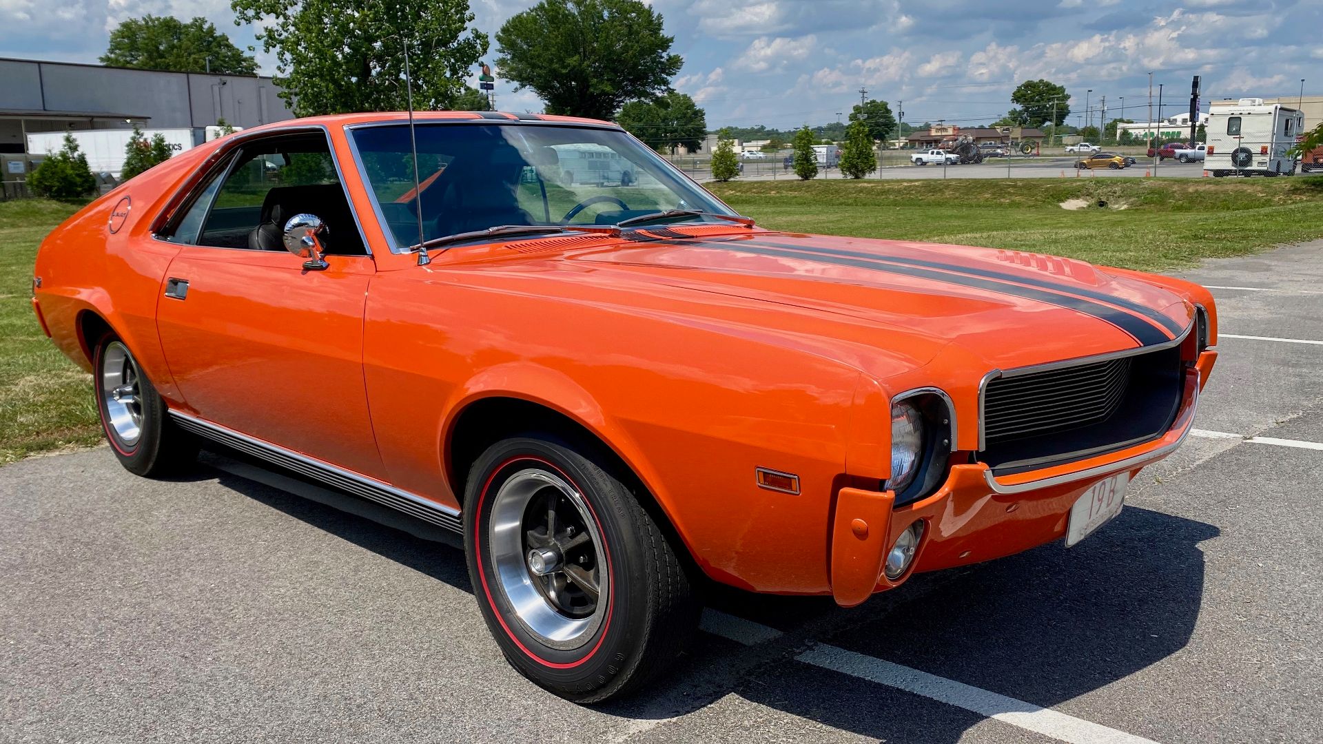1969 AMX, a two-seat GT sport coupe made by American Motors Corporation (AMC). It is finished in the