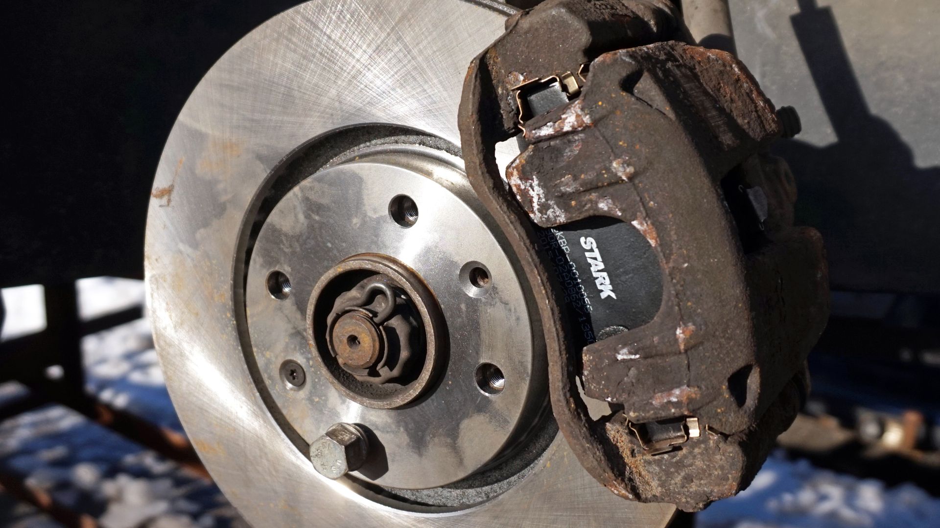 Brake pad of an automobile.