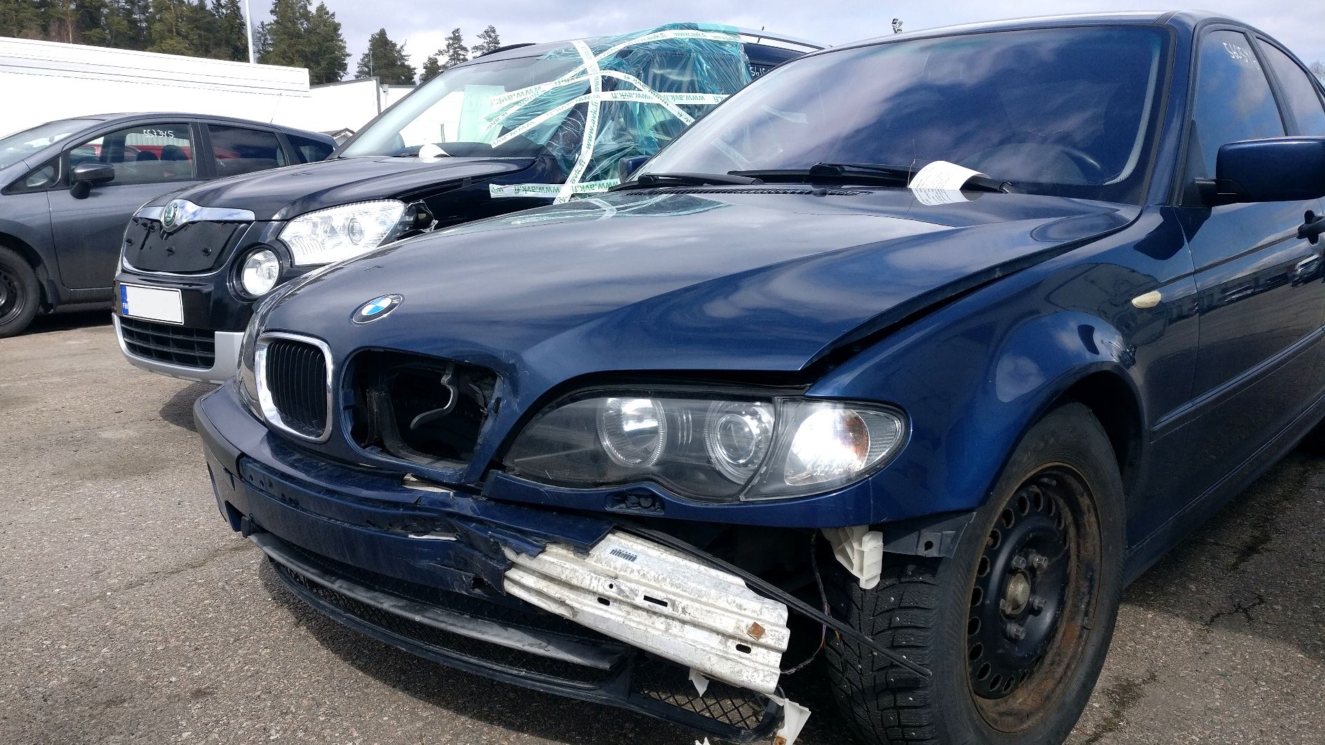 Broken car front bumper