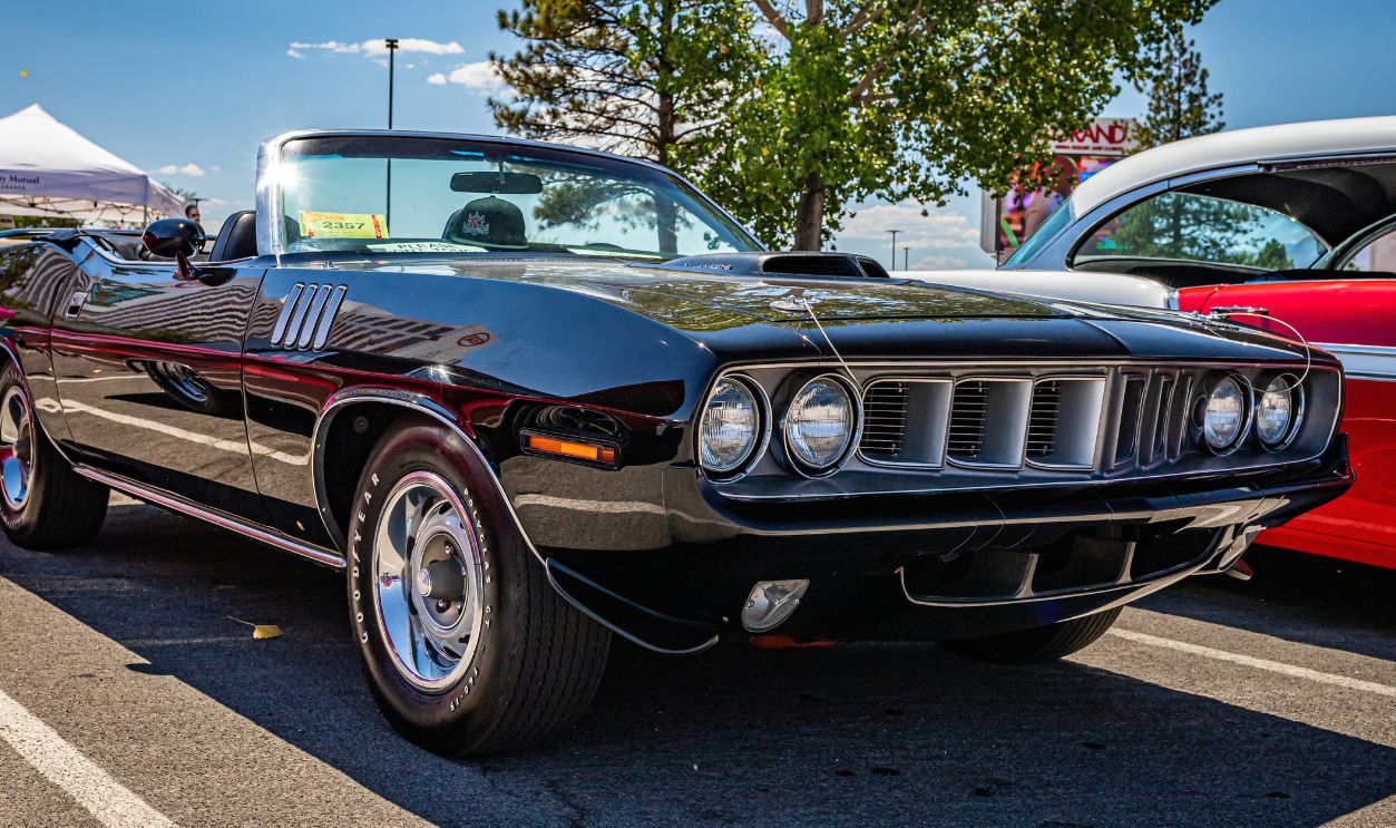 Reno, NV - August 4, 2021: 1971 Plymouth Barracuda Convertible at a local car show.