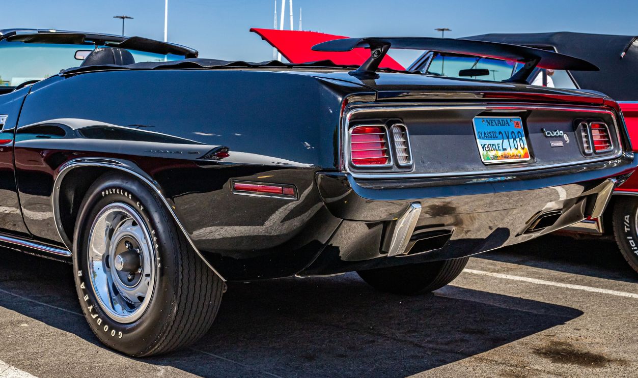 Reno, NV - August 4, 2021: 1971 Plymouth Barracuda Convertible at a local car show.