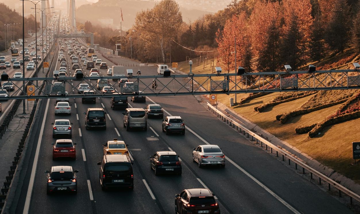 An Aerial Photography of Moving Cars on the Road