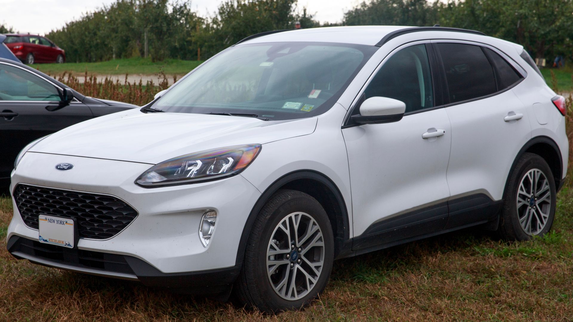 File:2021 Ford Escape Hybrid SEL AWD in Oxford White, front left.jpg