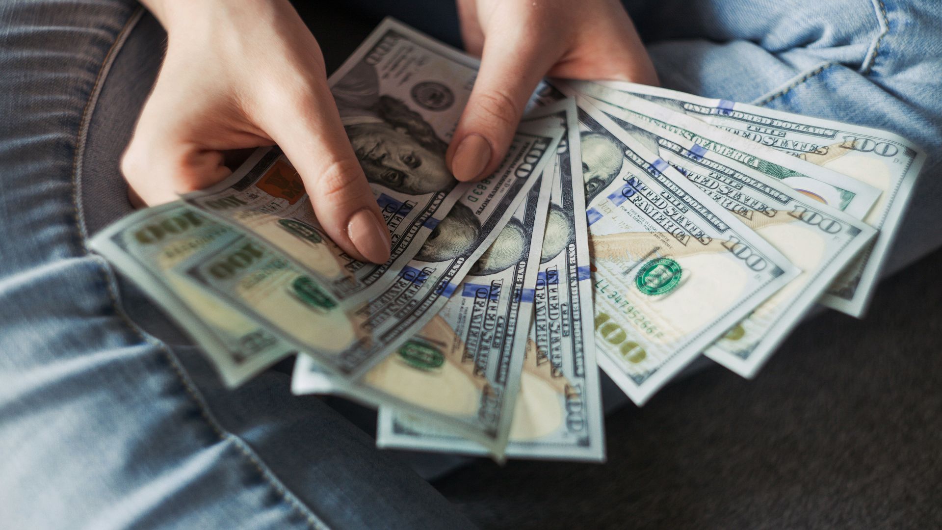 fan of 100 U.S. dollar banknotes