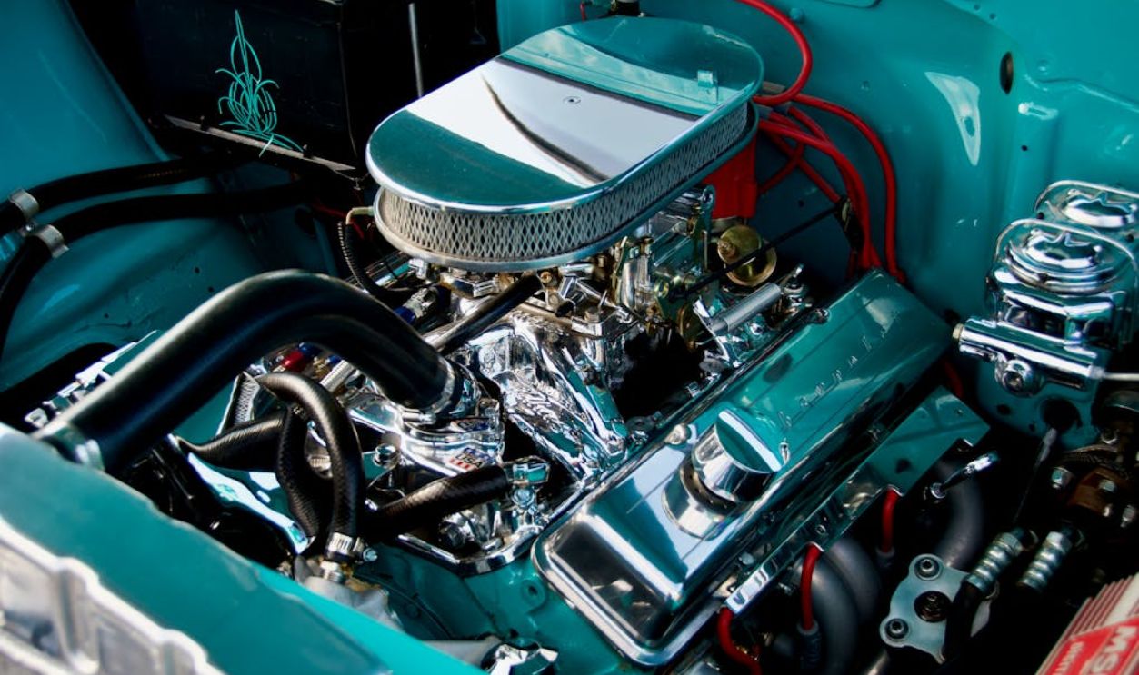 Shiny Classic Car Engine in Vintage Vehicle