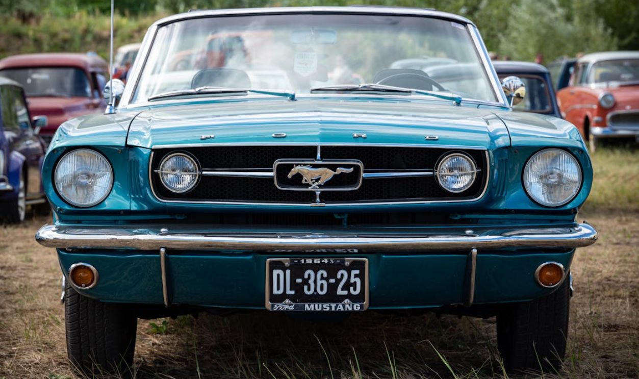 A Parked Vintage Ford Mustang