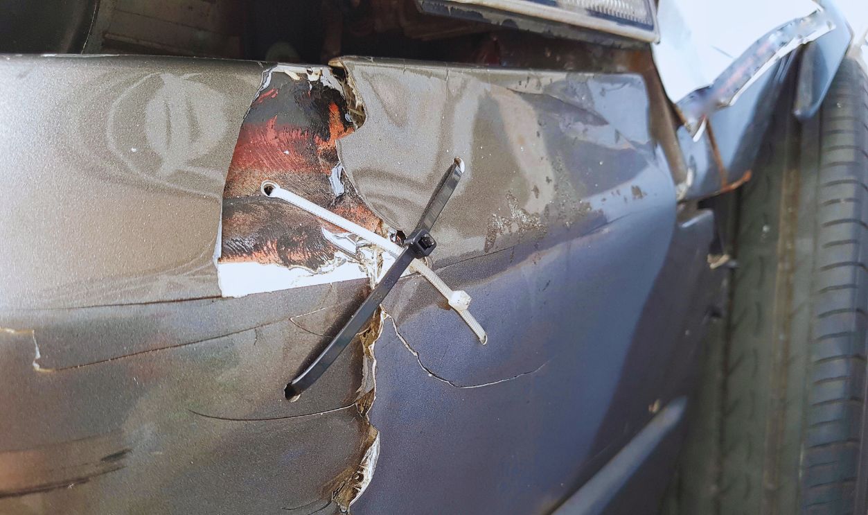 car bumper - zip tie