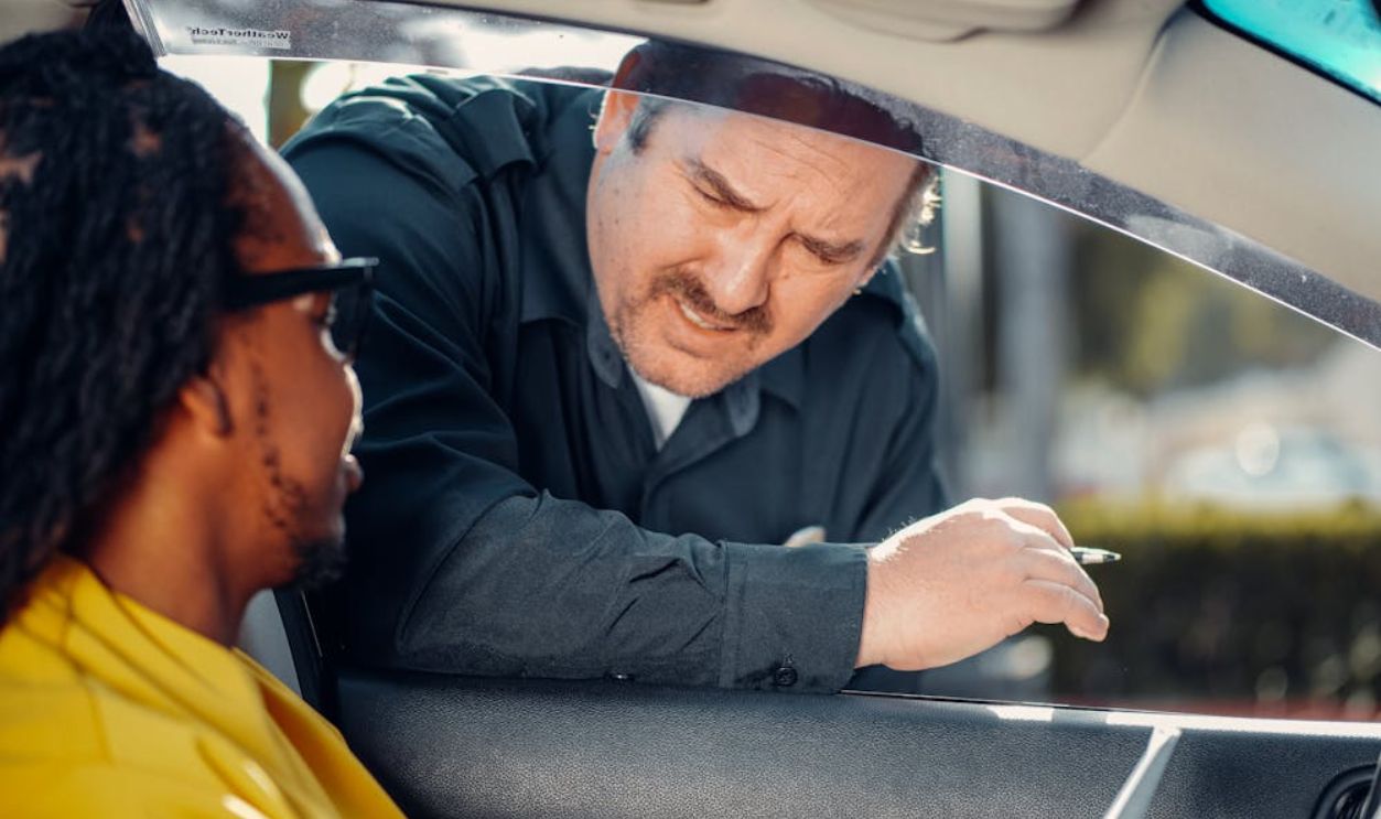 Police inspect driver