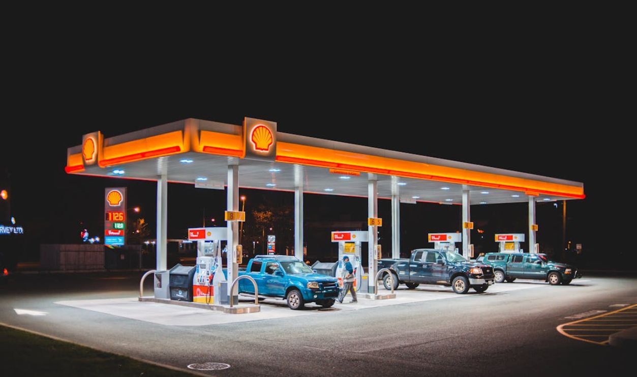 Cars refueling on gas station