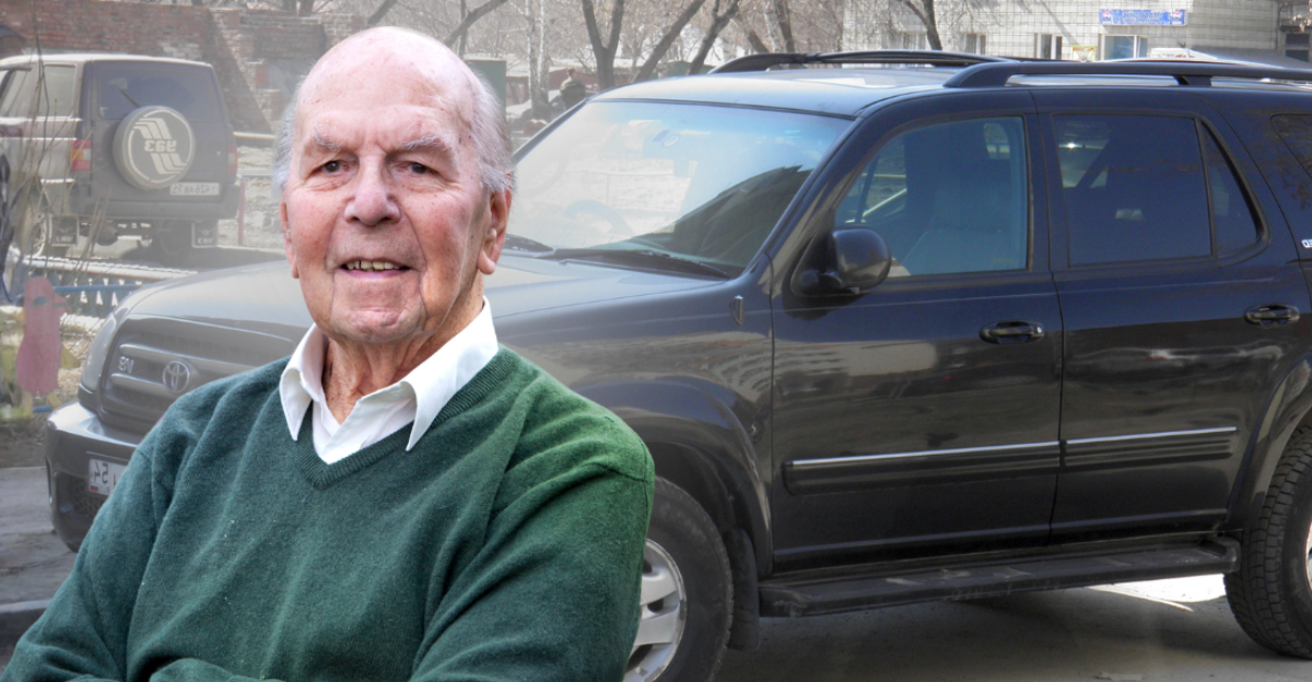 Novosibirsk, Russia - april 16 2014: private all-wheel drive black metallic color big frame SUV Toyota Sequoia,