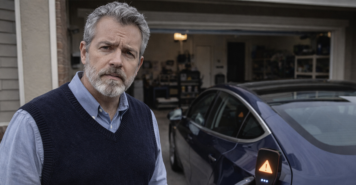 Man with electric vehicle charging issue