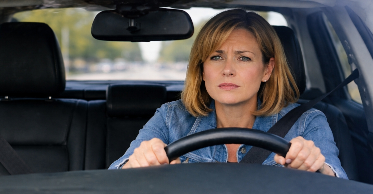 Focused driver in modern car