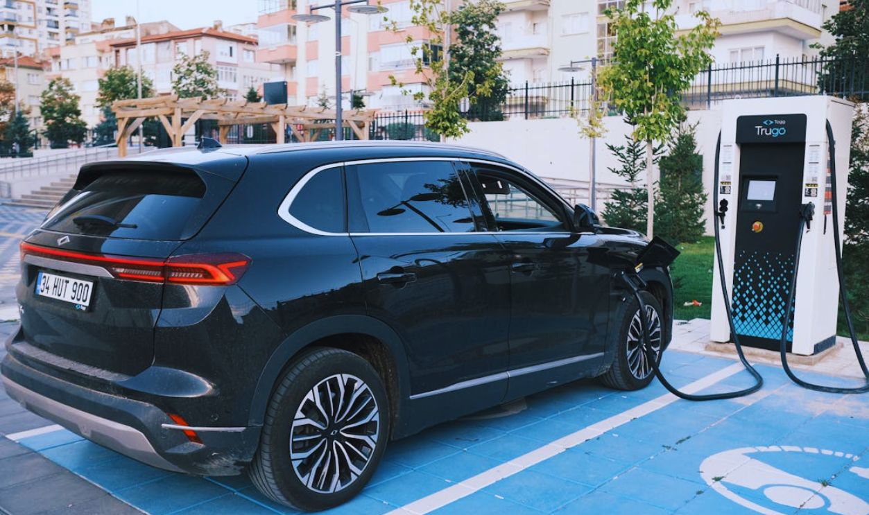 Electric Car Charging at Station