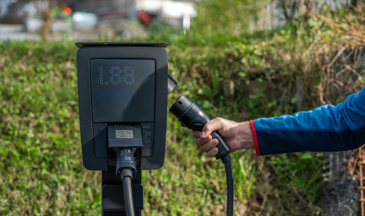 Electric Car Charging Station in Outdoor Setting