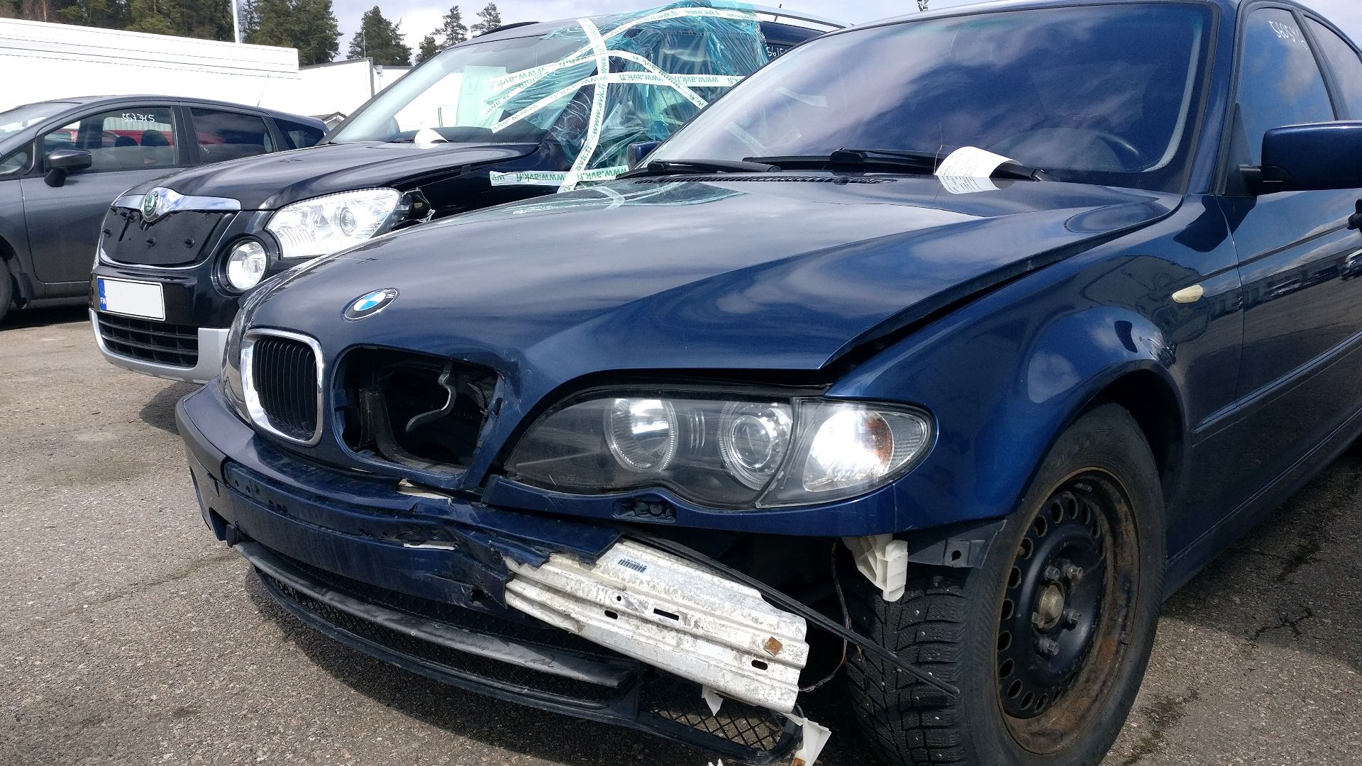 Broken car front bumper