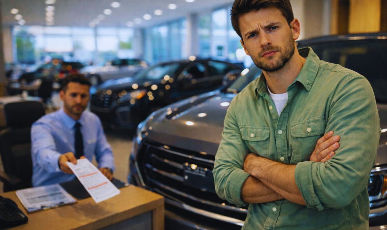 Man in a car dealership