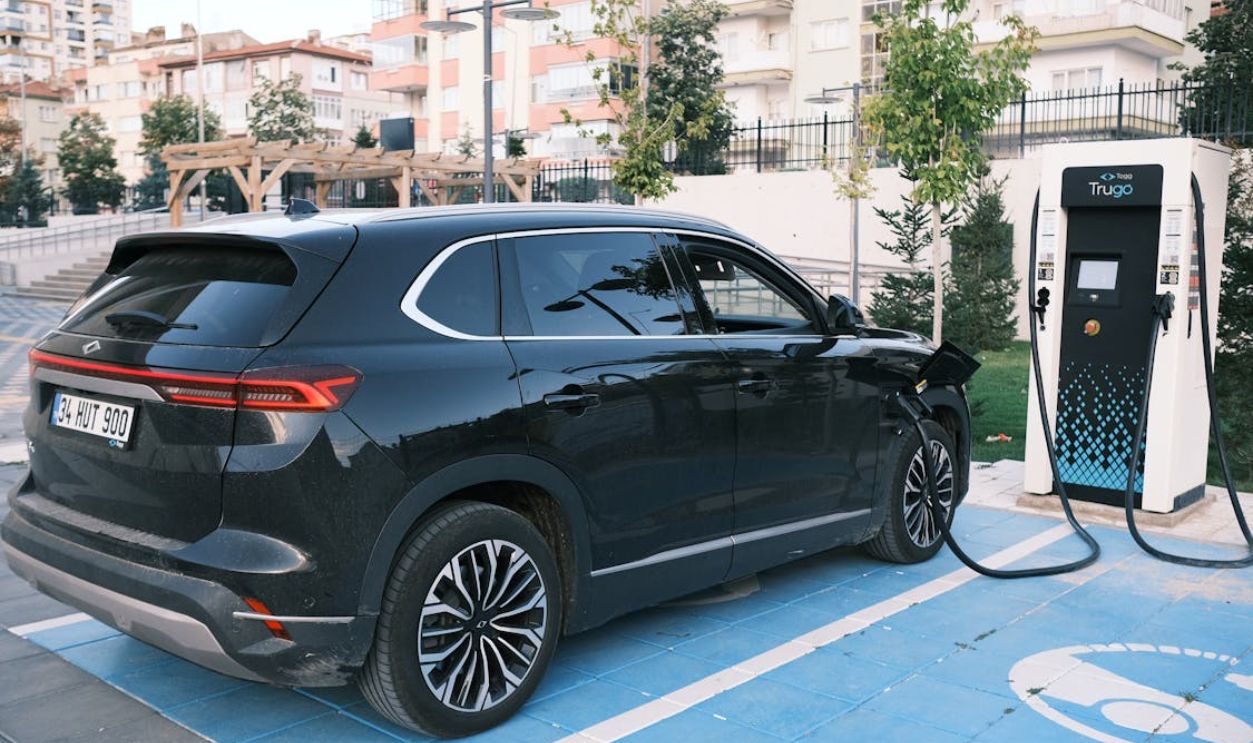 Electric Car Charging at Station 