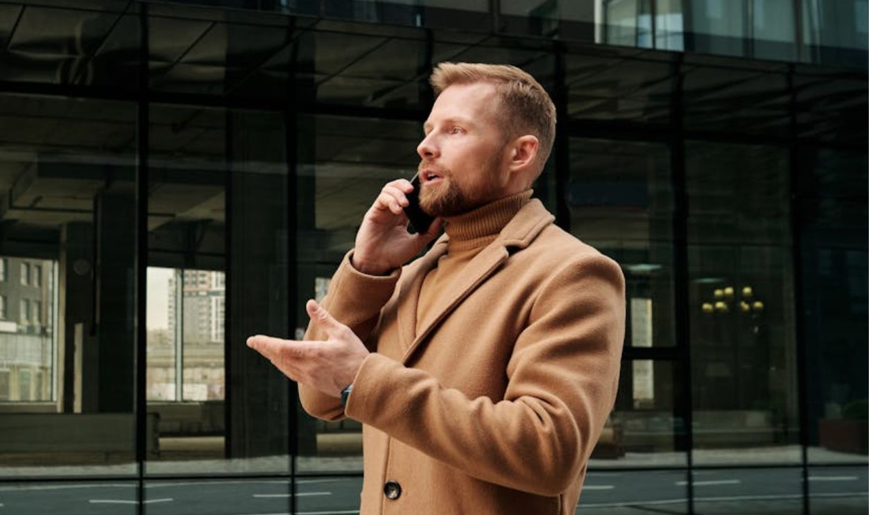 A Businessman Talking on the Phone