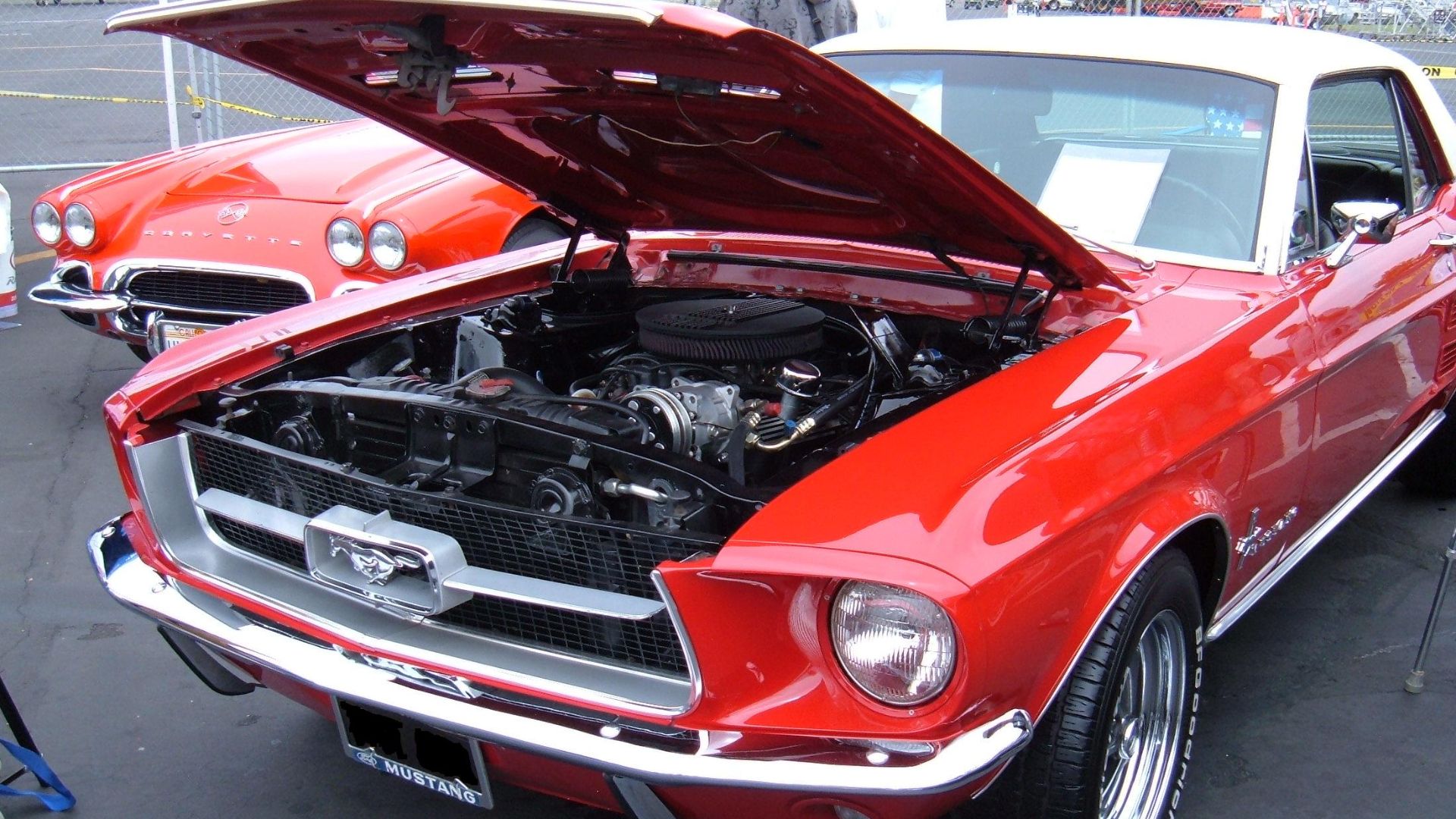 The engine of a 1967 Ford Mustang coupe at the Wings over Wine Country 2008 air show at the Charles M. Schulz - Sonoma County Airport in Sonoma County, California.