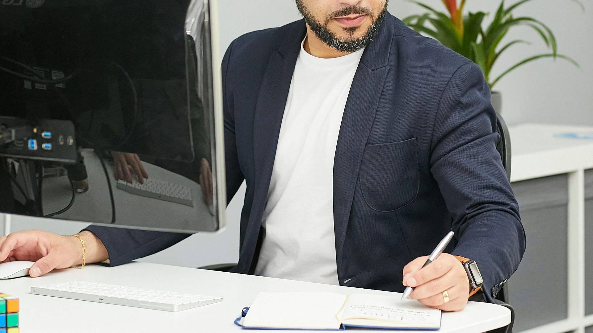 a man sitting at a desk