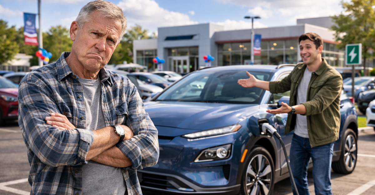 Father and son EV car lot