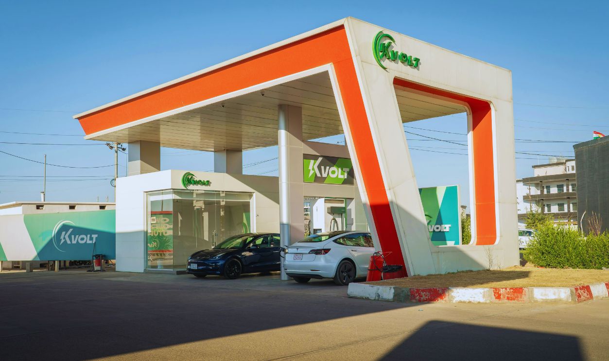 Modern EV Charging Station with Tesla Cars