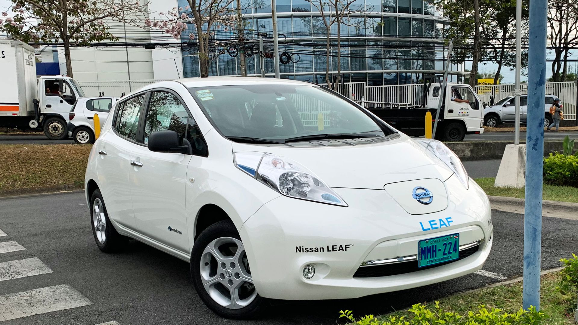 Nissan Leaf first generation all-electric car in San Jose, Costa Rica