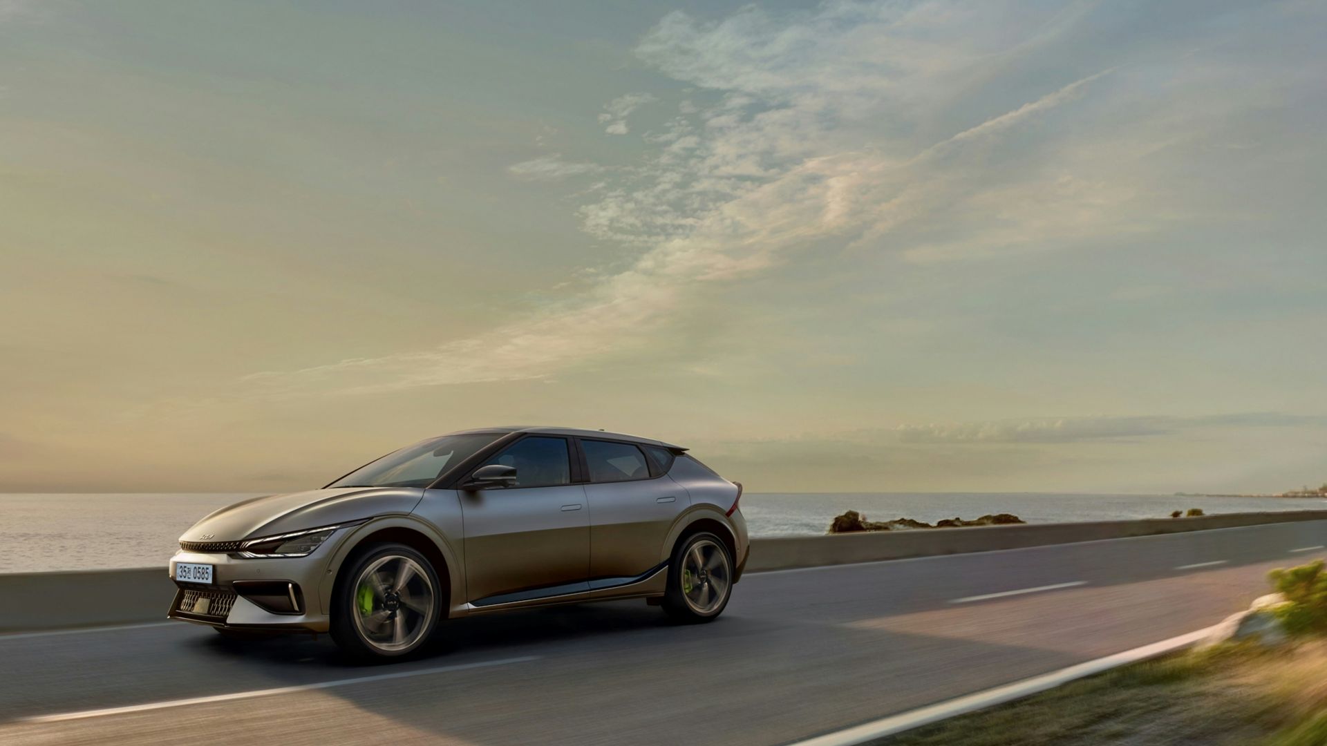 a car driving on a road