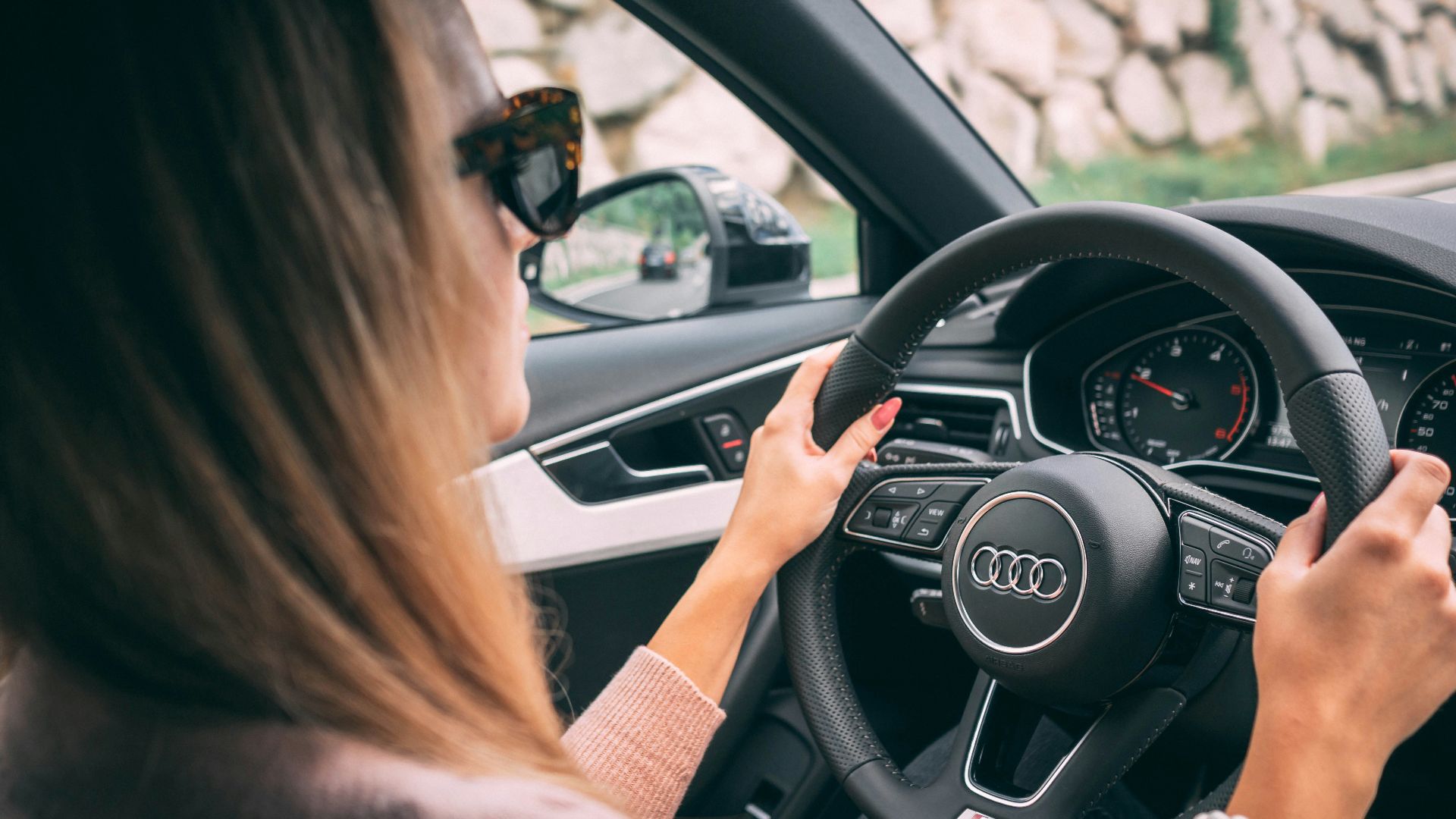 woman driving car