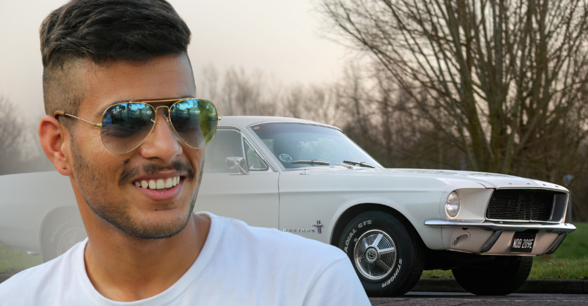 1967 white Ford Mustang