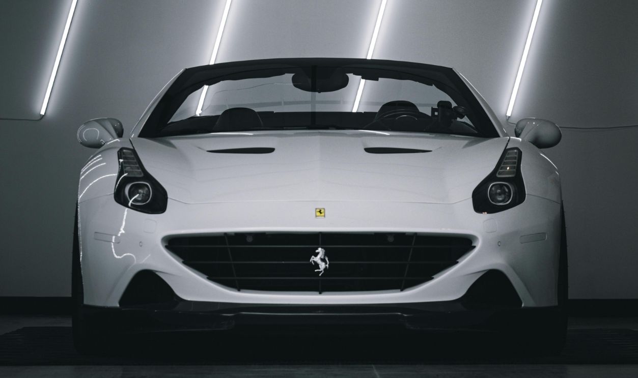 A White 2016 Ferrari California in the Garage
