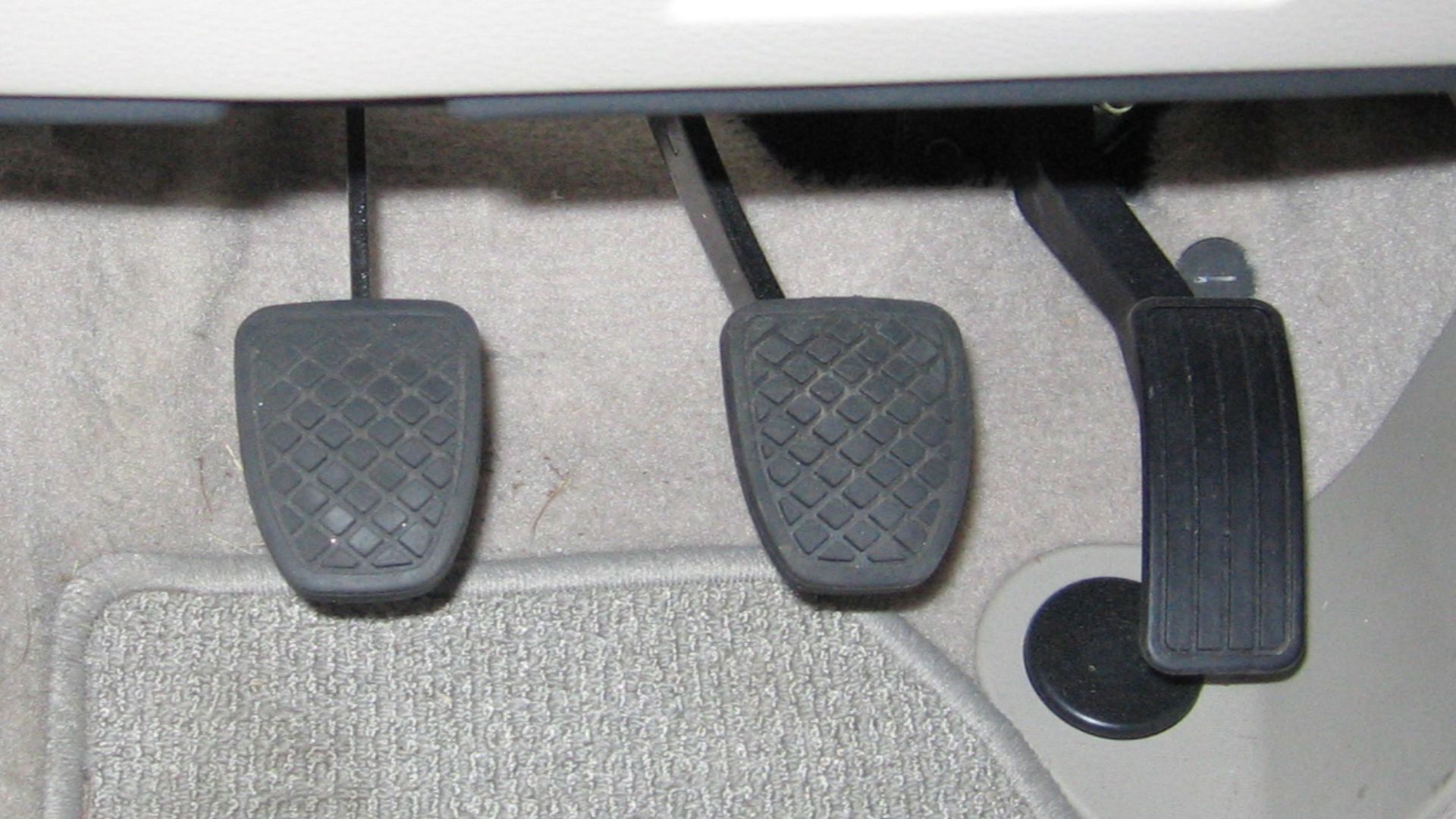 Photo showing the pedals of my car for use in the article on manual transmissions.